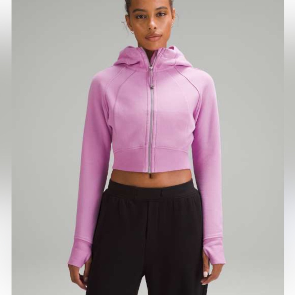Lululemon Athletica pink Zip-Up cropped Hoodie